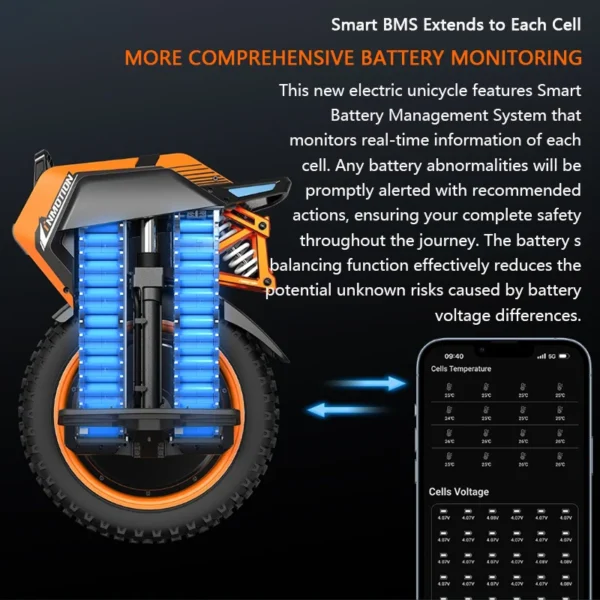 Original INMOTION Adventure V14 Electric Unicycle 70km/h Speed 134V 2400Wh 50S Battery Motor C40 9000W High Torque EUC Unicycle - Image 3