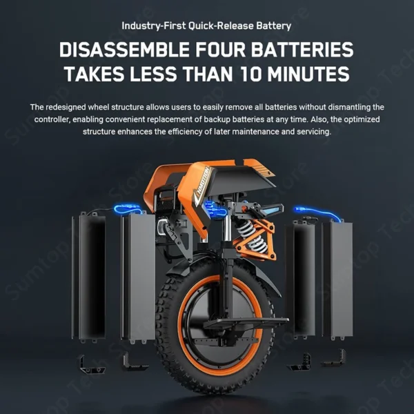 Original INMOTION Adventure V14 Electric Unicycle 70km/h Speed 134V 2400Wh 50S Battery Motor C40 9000W High Torque EUC Unicycle - Image 4