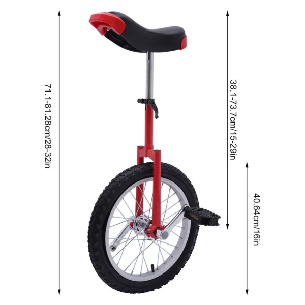 Adjustable One-Wheel Unicycle – 16" and 24" Balance Exercise Bike - Image 6