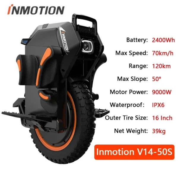 Original INMOTION Adventure V14 Electric Unicycle 70km/h Speed 134V 2400Wh 50S Battery Motor C40 9000W High Torque EUC Unicycle - Image 7